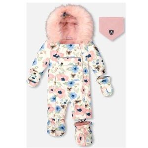 Deux Par Deux Snowsuit with Pink Fur Trim